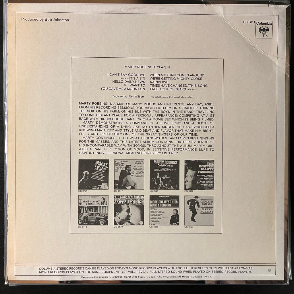 It's A Sin (1969)  - Marty Robbins CS9811