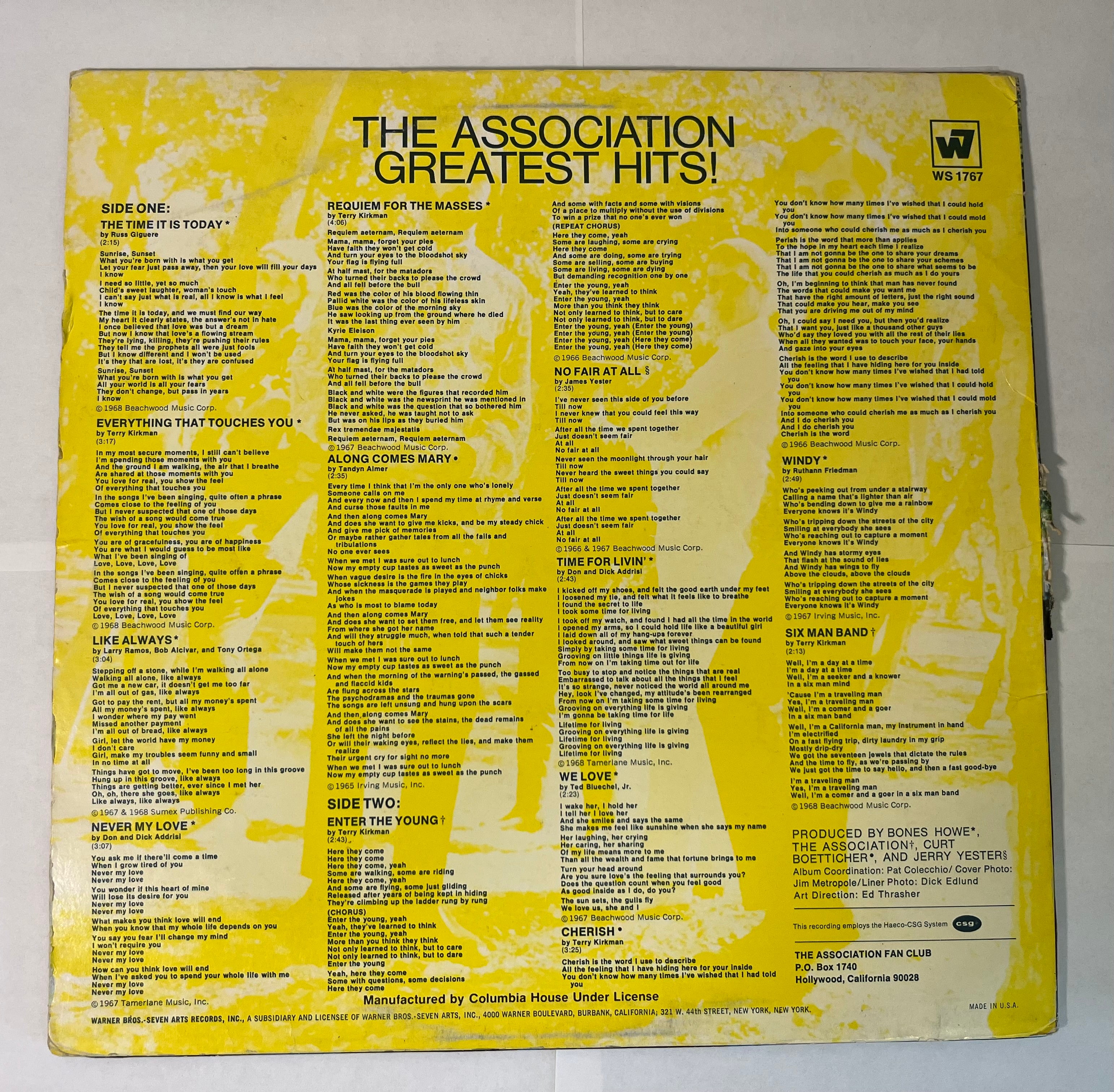 Greatest Hits (1968) - The Association WS 1767