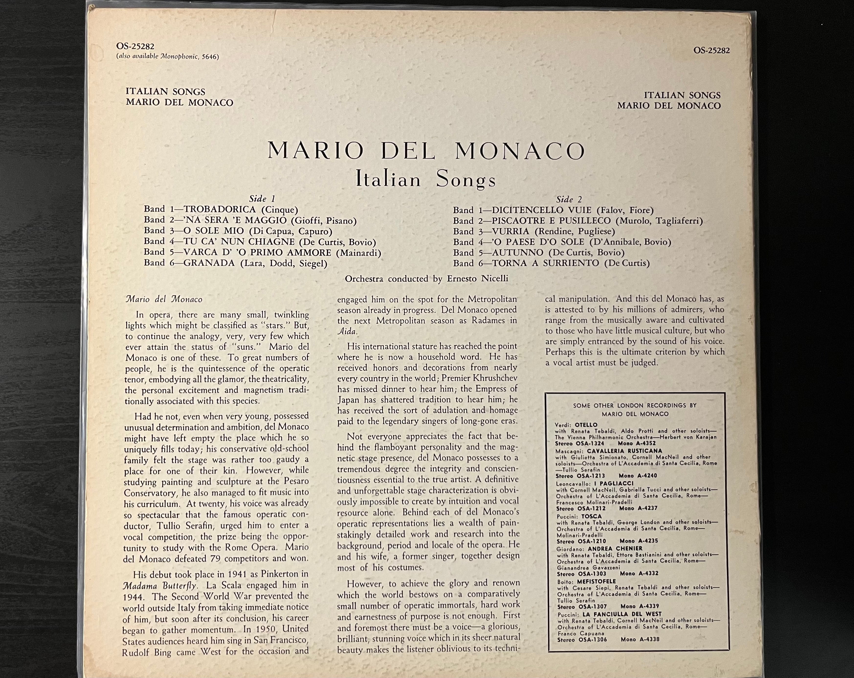 Italian Songs - Mario Del Monaco AB96