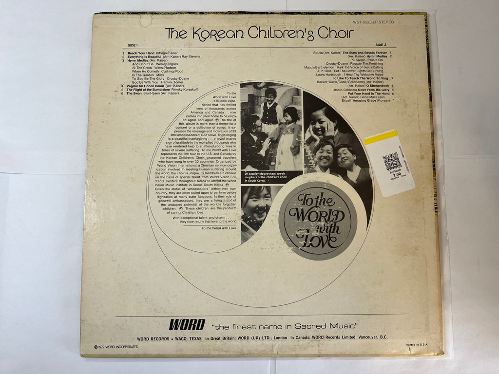 To The World With Love (1972) - The Korean Children's Choir WST-8523-LP