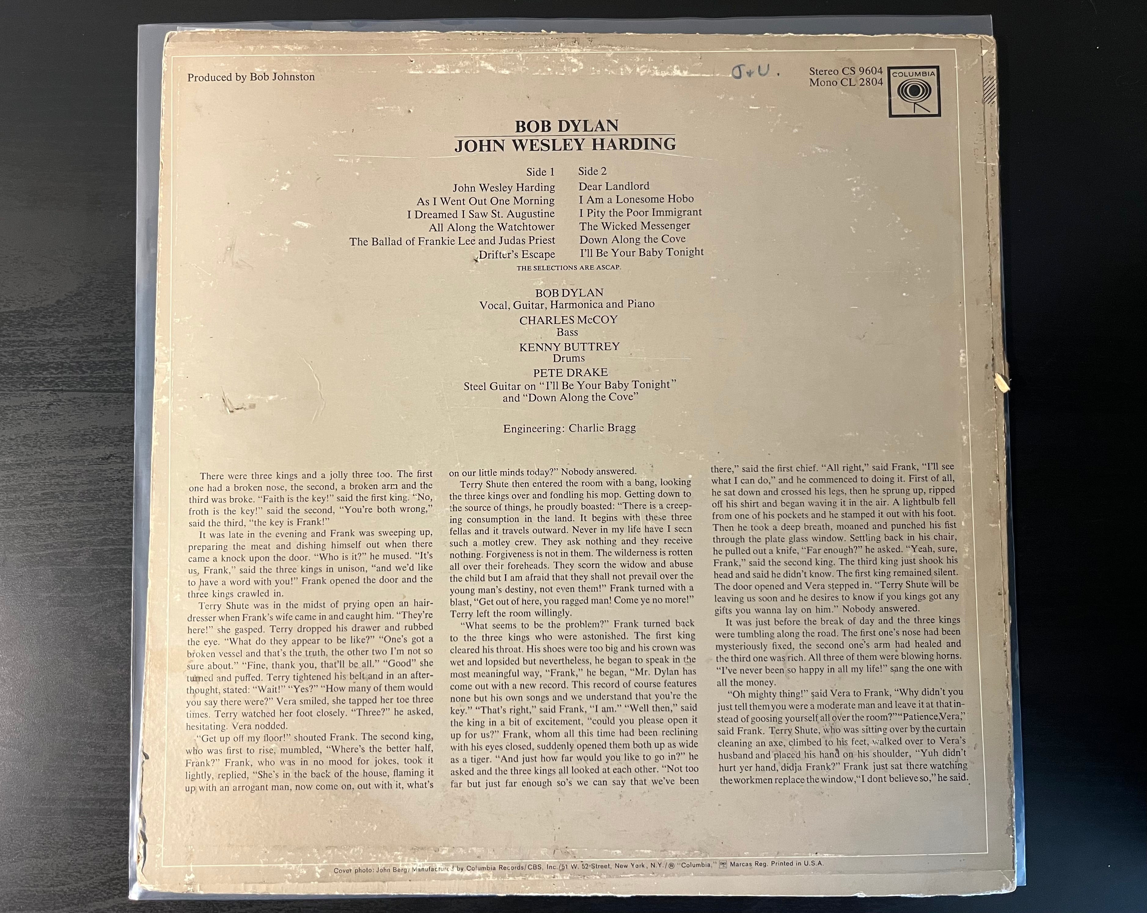 John Wesley Harding (1968) - Bob Dylan CS 9604