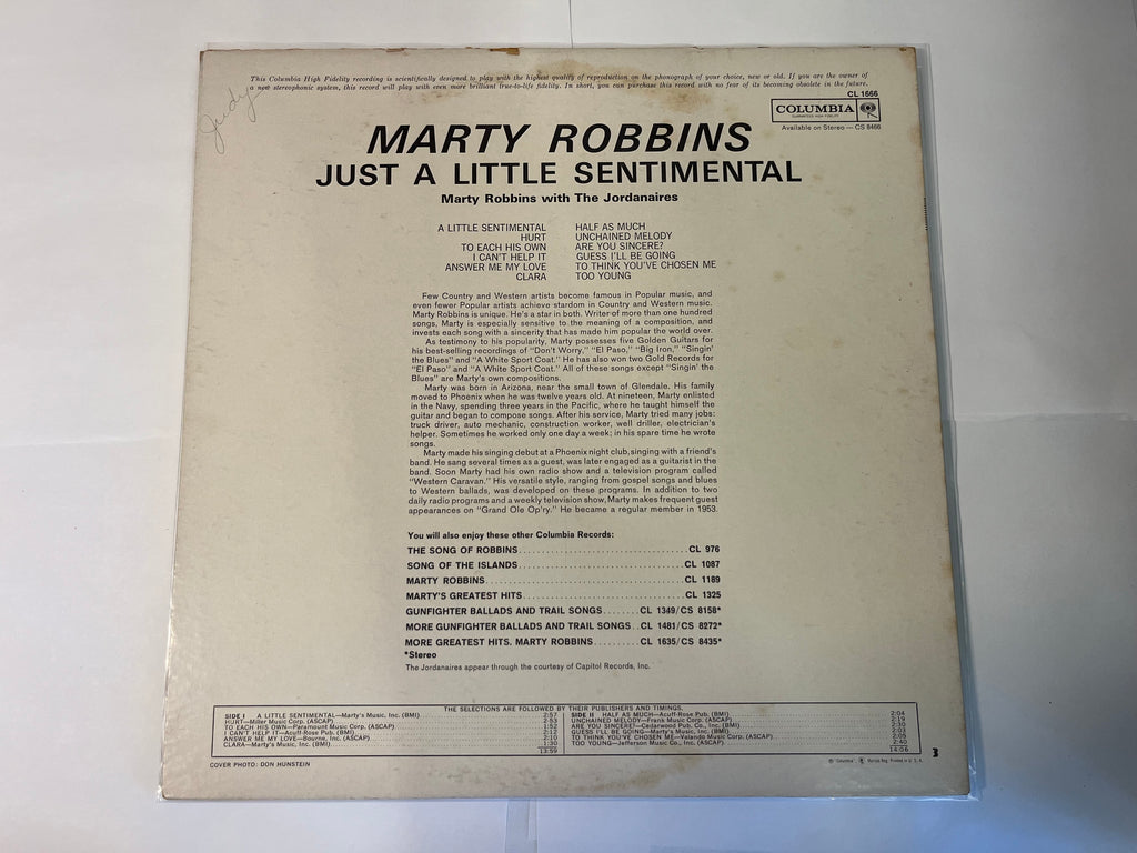 Just A Little Sentimental (1961) - Marty Robbins CL 1666
