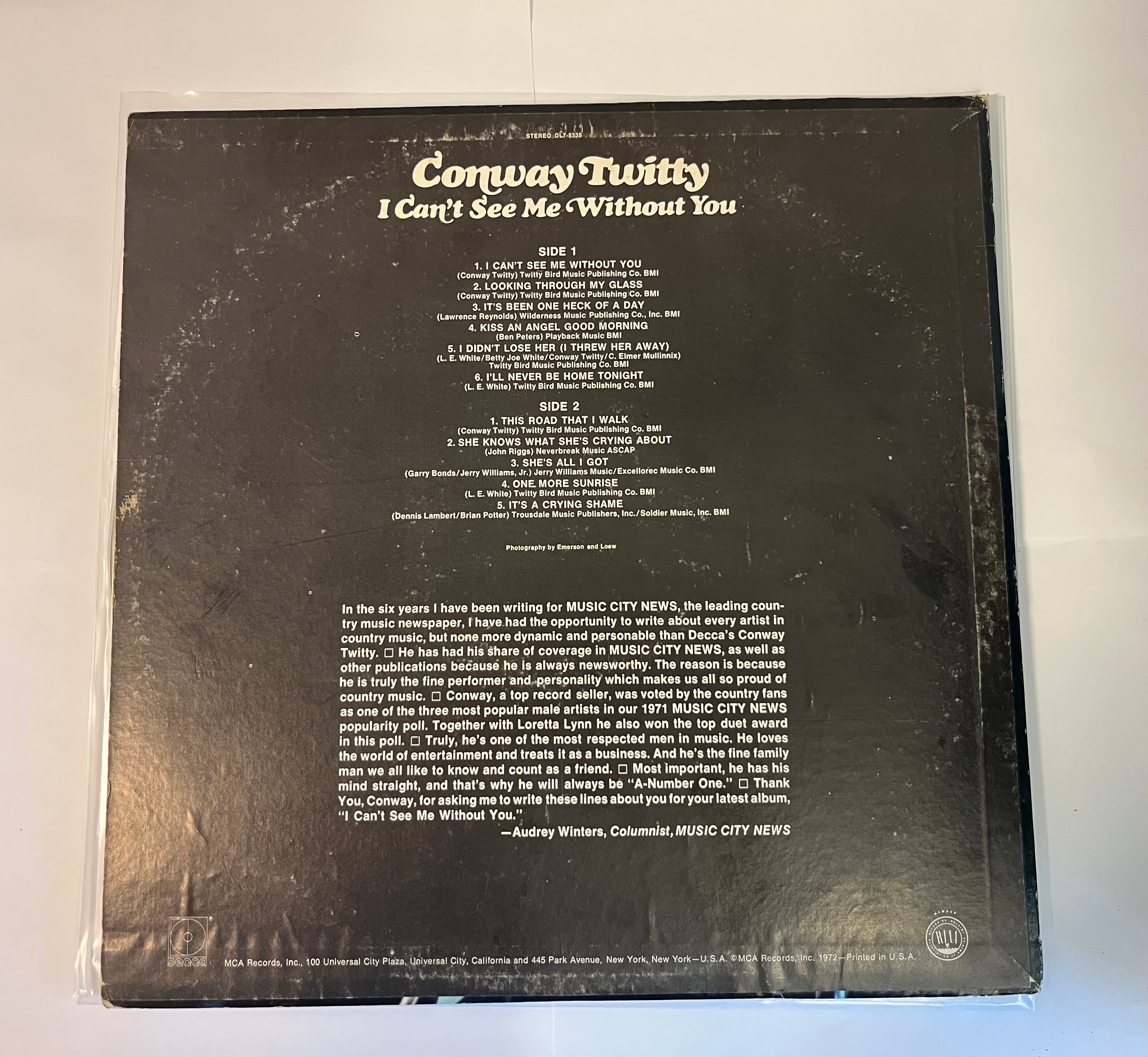 I Can't See Me Without You (1972) - Conway Twitty DL 7-5335