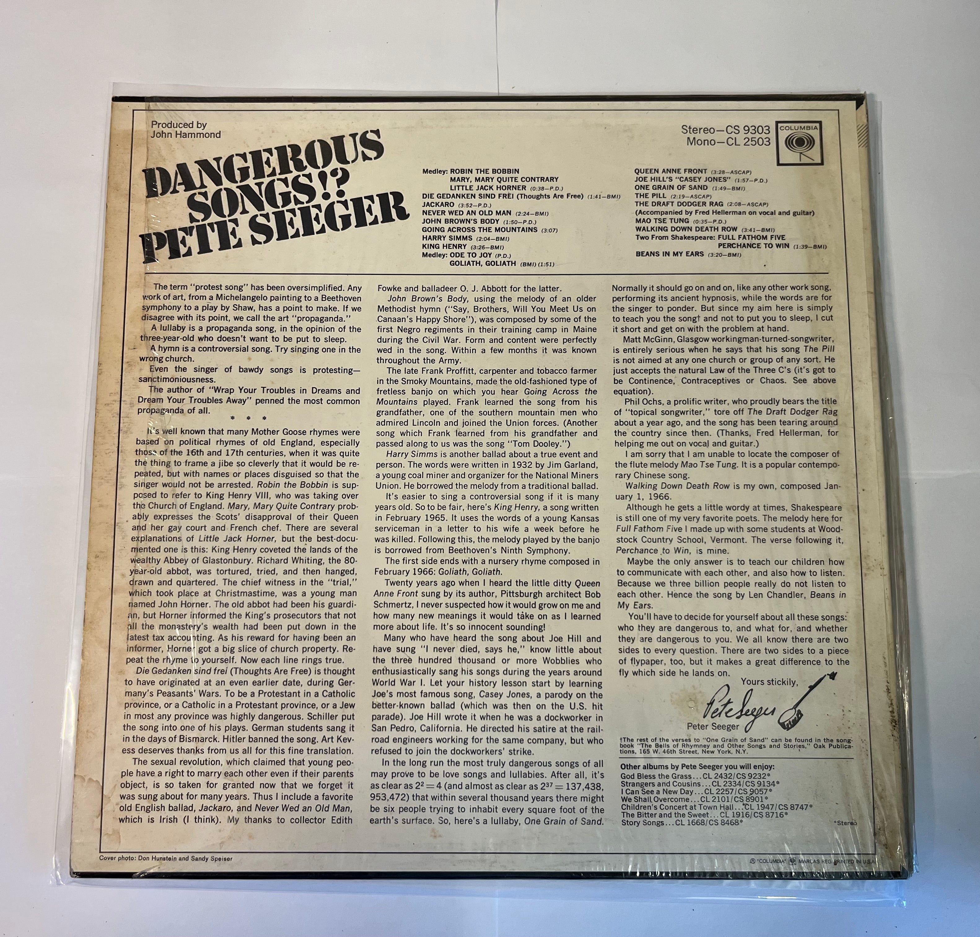Dangerous Songs!? (1966) - Pete Seeger CL 2503