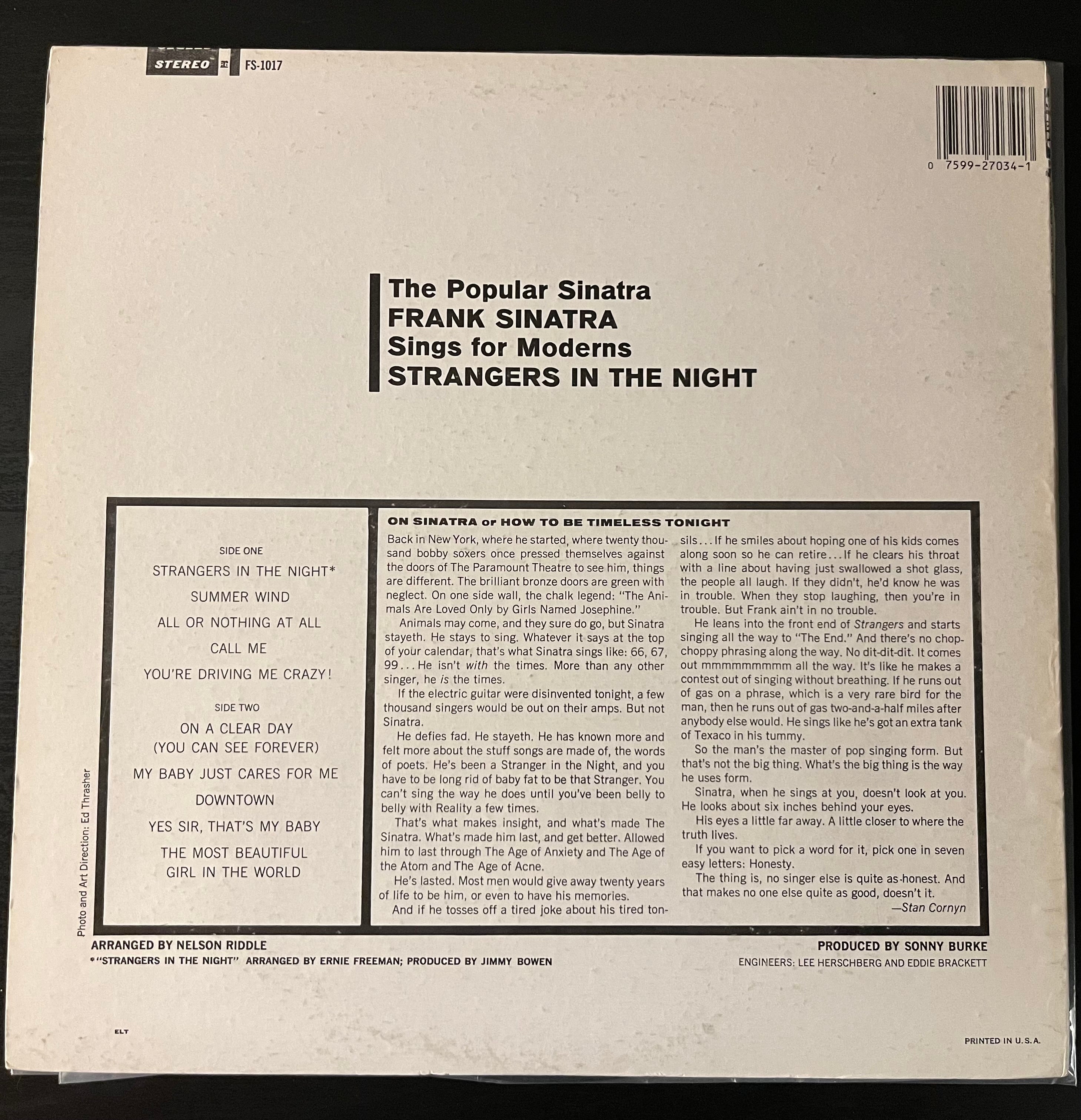 Strangers In The Night (1966) - Frank Sinatra FS 1017, FS-1017