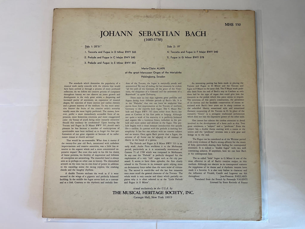 The Organ Works Of Johann Sebastian Bach (Volume 6) - Johann Sebastian Bach, Marie-Claire Alain MHS 550