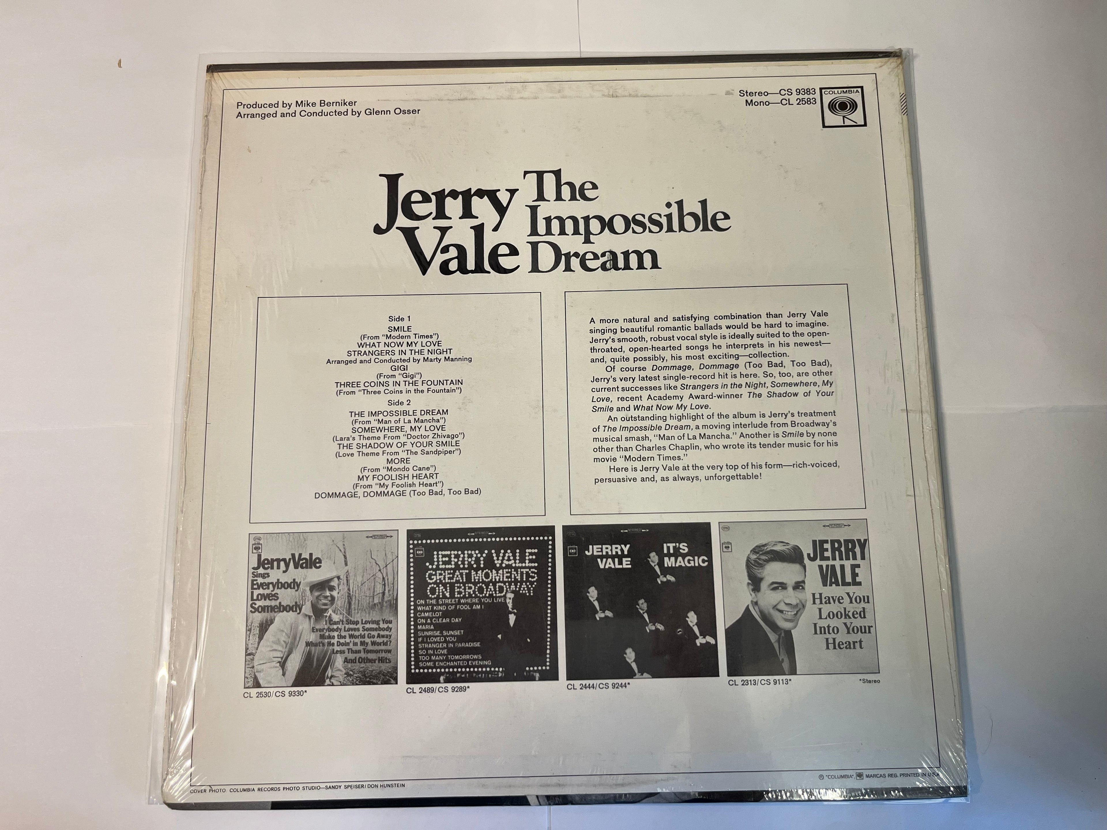 The Impossible Dream (1967) - Jerry Vale CS 9383