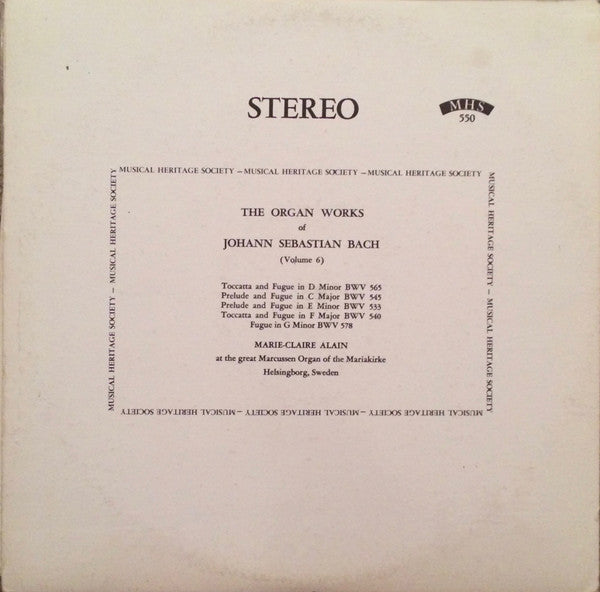 The Organ Works Of Johann Sebastian Bach (Volume 6) - Johann Sebastian Bach, Marie-Claire Alain MHS 550